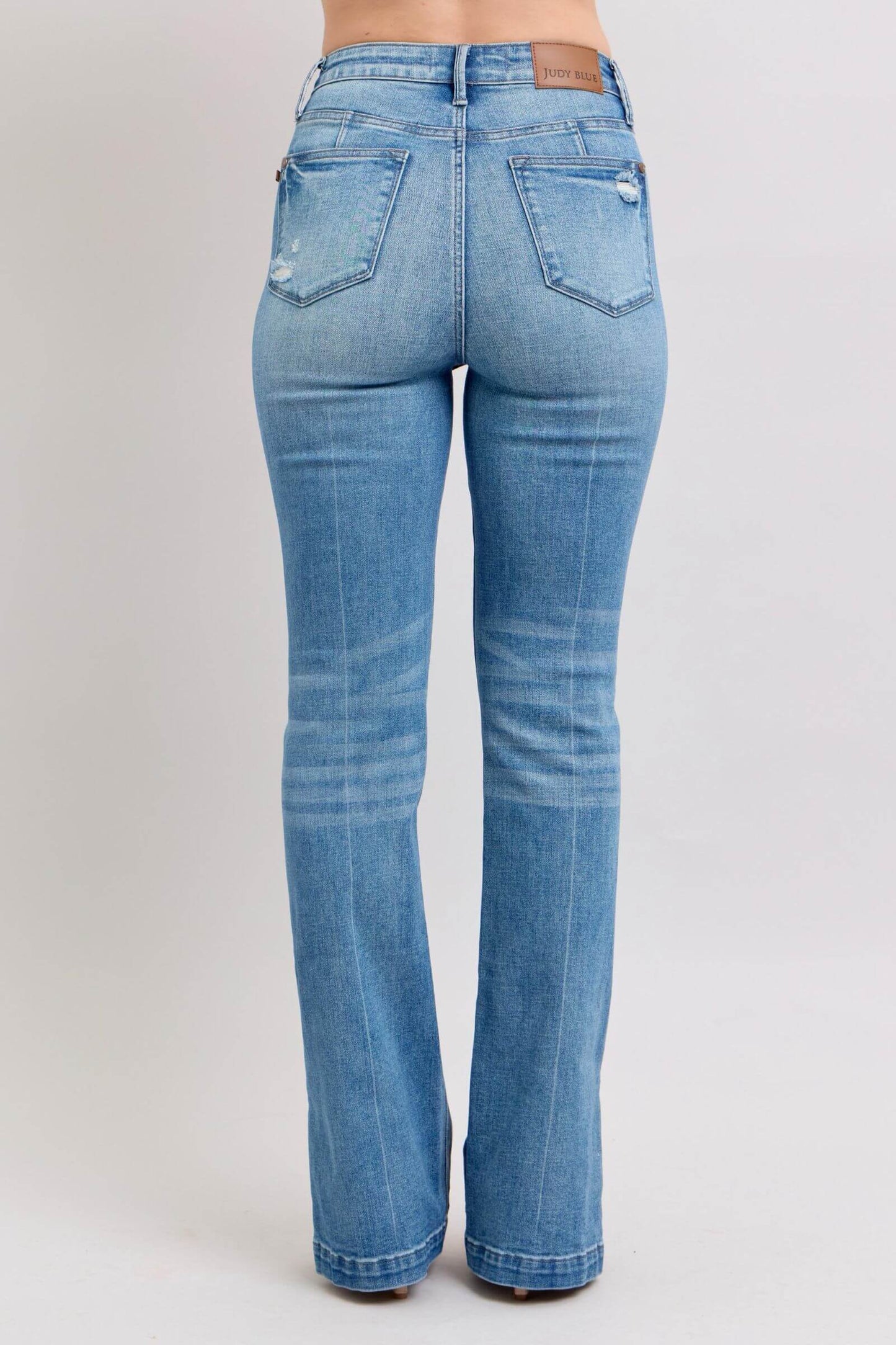 High Waist Tummy Control Vintage Wash Side Slit Slim Boot Jeans - In Style Chics Boutique Online Clothing Women's Juniors Plus Size Apparel