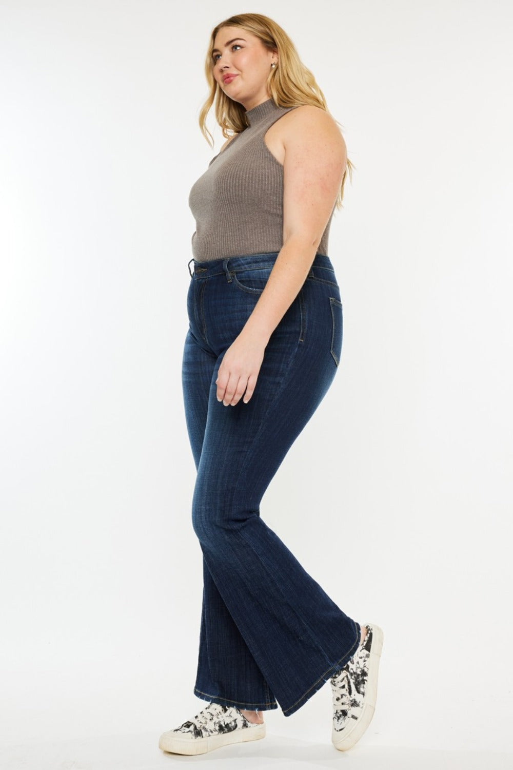 Kancan Womens Mid Rise Flare Jeans - No Distressing - Regular and Plus Size - In Style Chics Boutique LLC