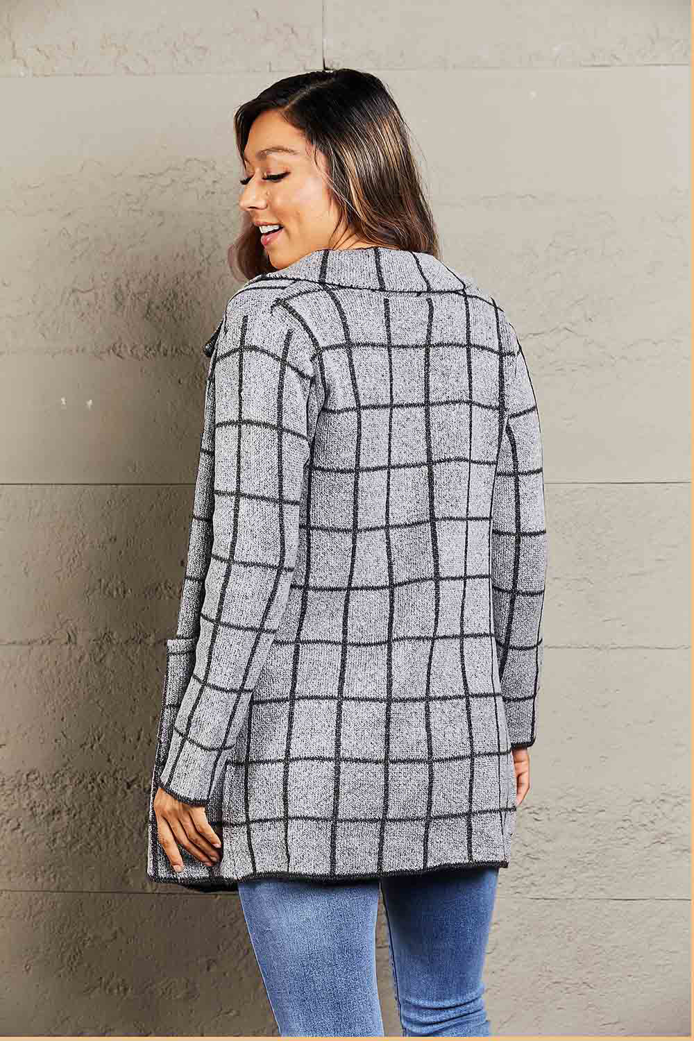 Printed Open Front Lapel Collar Cardigan with Pockets - In Style Chics Boutique LLC