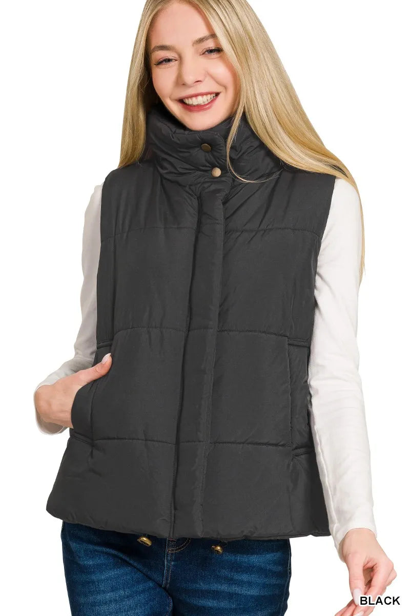 Shop High Neck Zip-Up Vest Coat at In Style Chics Boutique 🖤