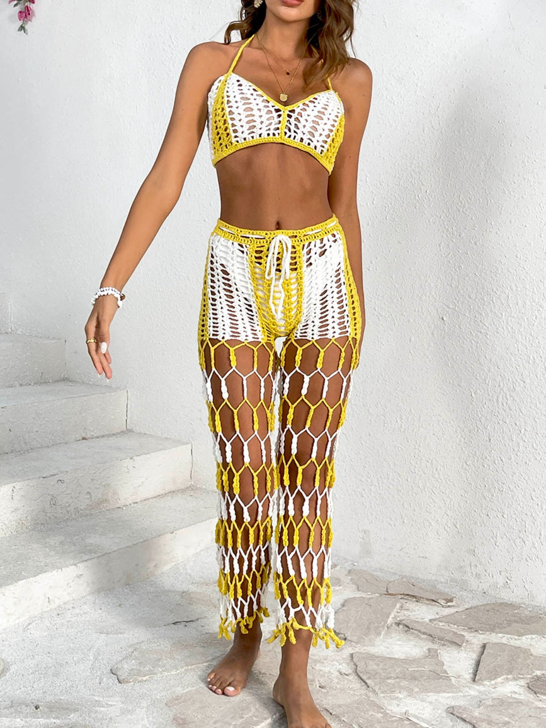 Cutout Halter Neck Top and Pants Two-Piece Swim Set - More Colors! - In Style Chics Boutique LLC
