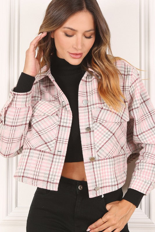 Plaid crop jacket for women - In Style Chics Boutique LLC