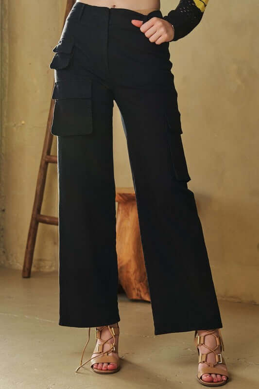 Davi & Dani Flap Pocket Mid Rise Cargo Pants - In Style Chics Boutique LLC