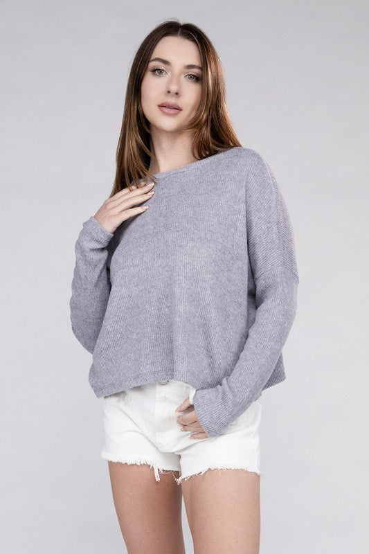 Ribbed Dolman Long Sleeve Sweater - In Style Chics Boutique LLC