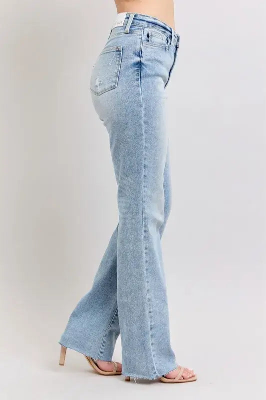 Judy Blue Midi Rise Light Wash Dad Jeans - In Style Chics Boutique Women's Juniors Plus Size Apparel Online