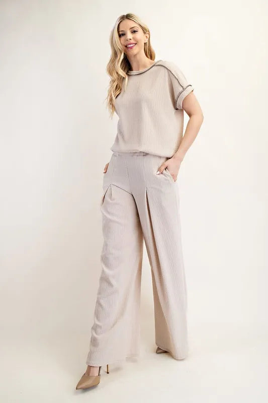 Textured Wide-Leg Women's Pants with Pockets - In Style Chics Boutique
