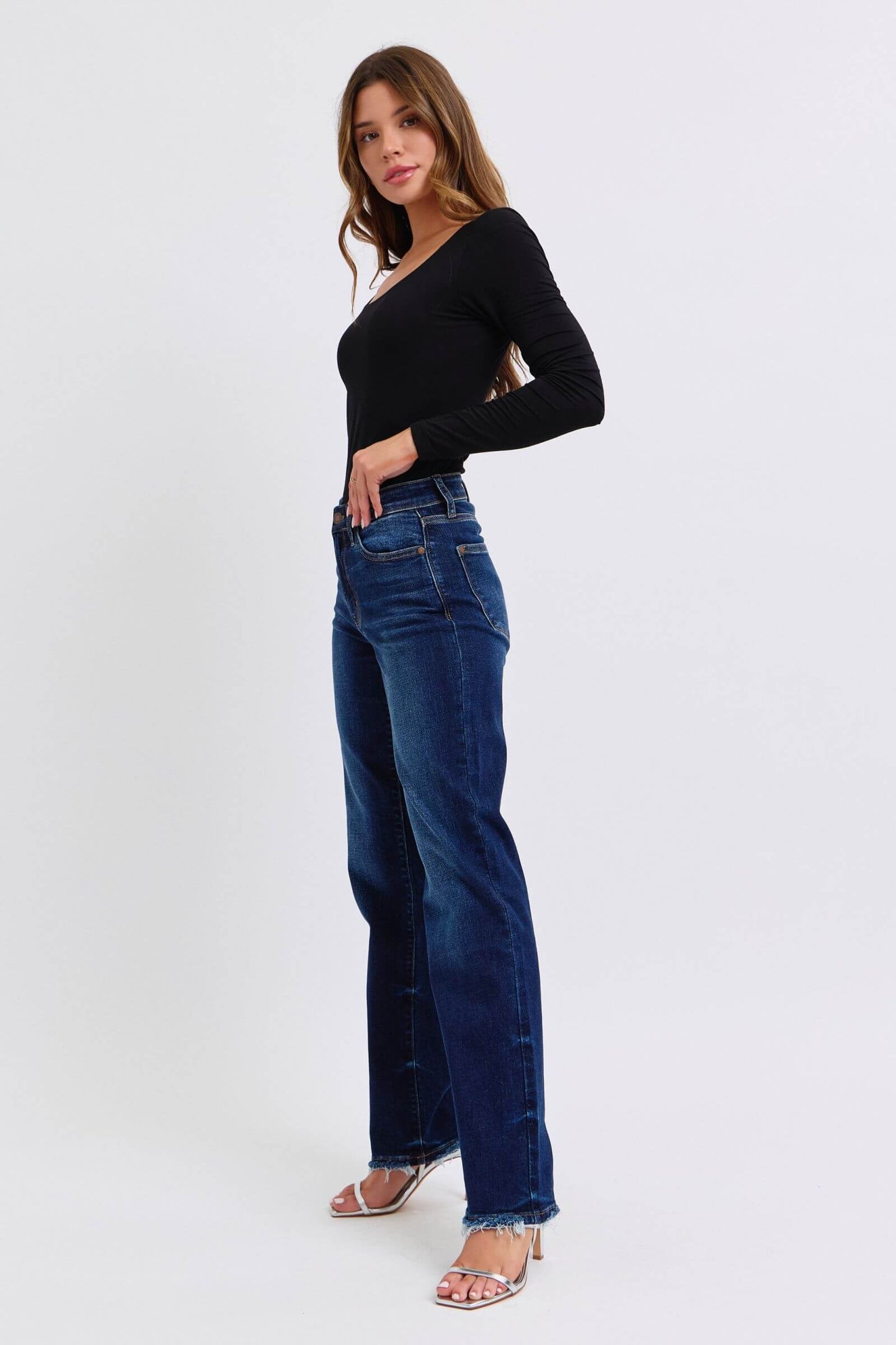 Judy Blue Full Size Raw Hem Straight Leg Jeans - In Style Chics Boutique LLC