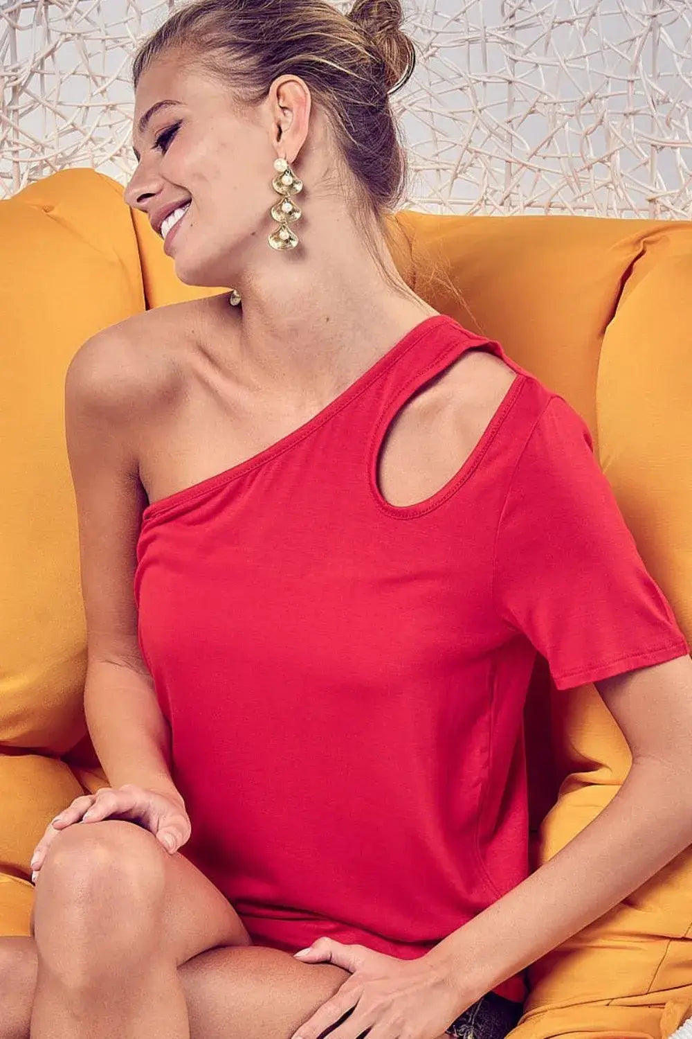 Cut Out Detailed One Shoulder Top - Shein Alternative - In Style Chics Boutique Women's Juniors Apparel Online