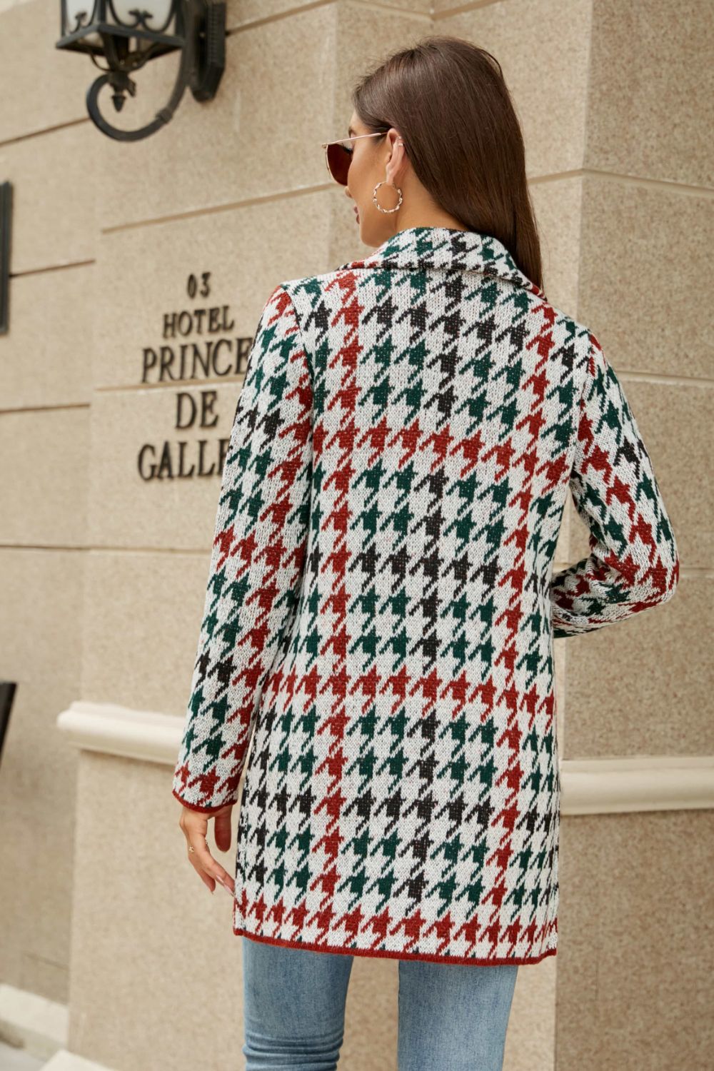 Printed Open Front Lapel Collar Cardigan with Pockets - In Style Chics Boutique LLC