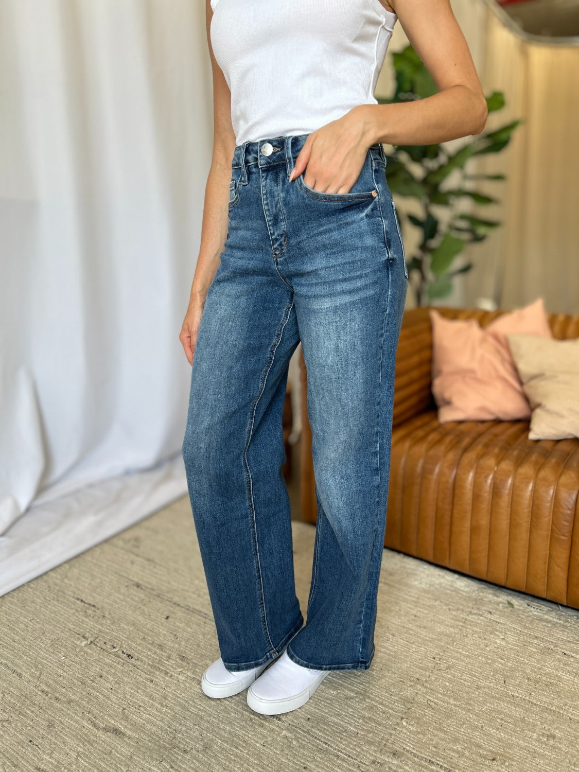 RFM Full Size High Rise Tummy Control Wide Leg Jeans - In Style Chics Boutique LLC