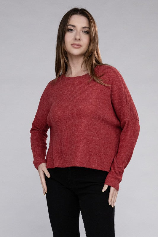 Ribbed Dolman Long Sleeve Sweater - In Style Chics Boutique LLC