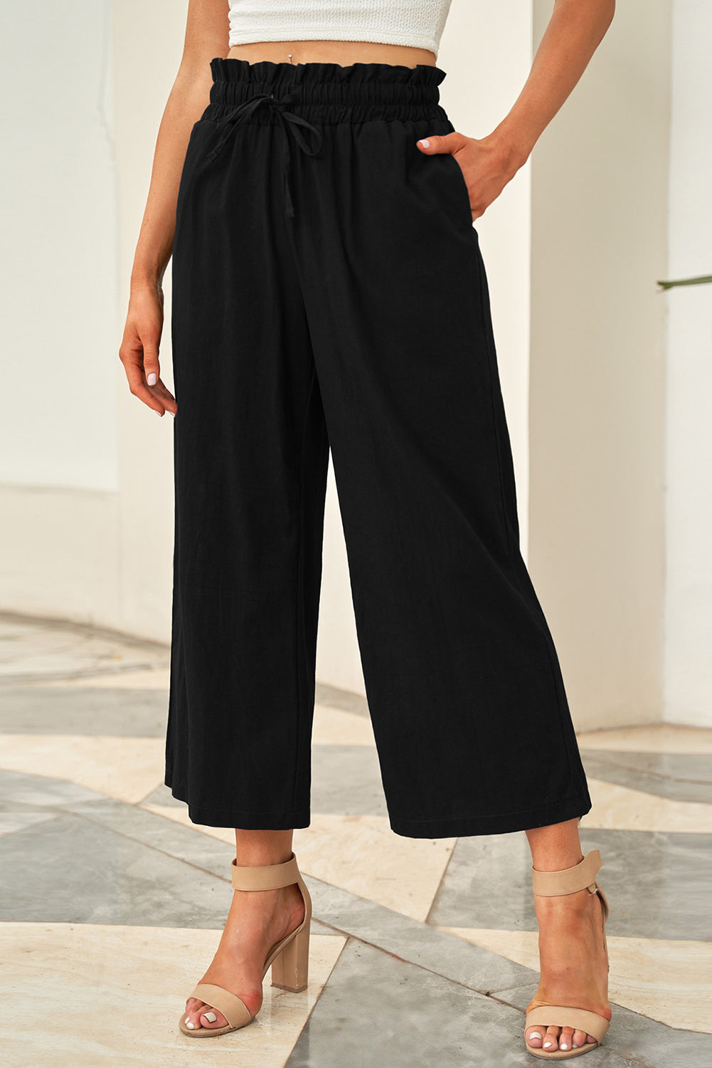 Drawstring Paperbag Waist Wide Leg Pants - More Colors! - In Style Chics Boutique LLC