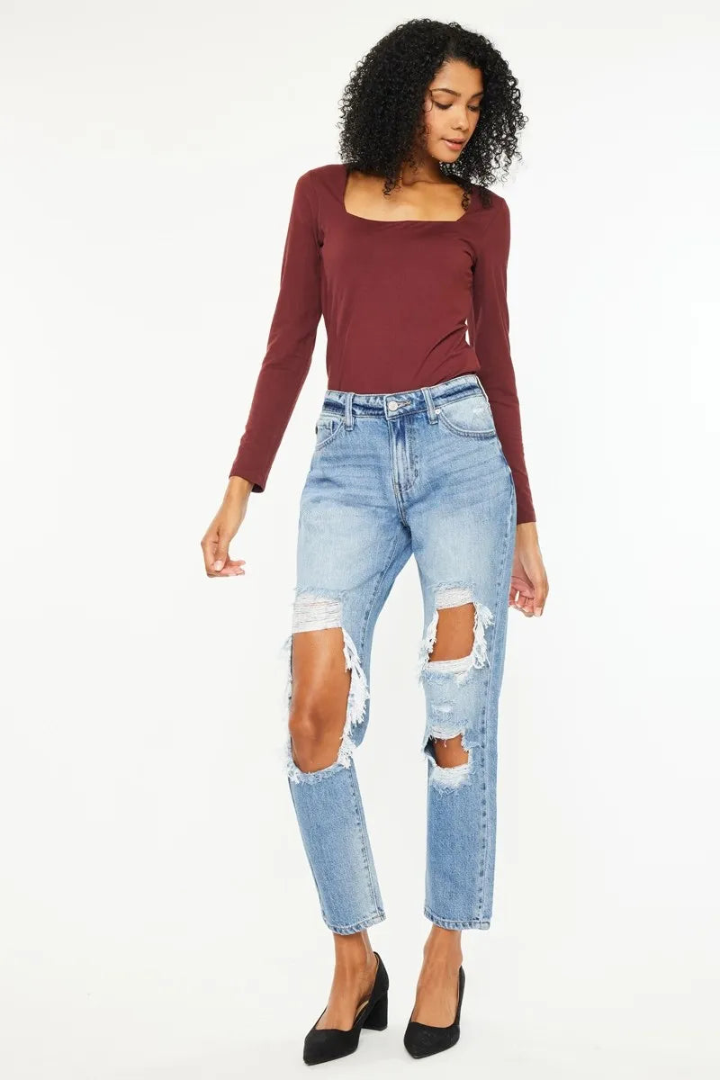 Kancan High Rise Distressed Boyfriend Jeans - In Style Chics Boutique Best Jeans for Women