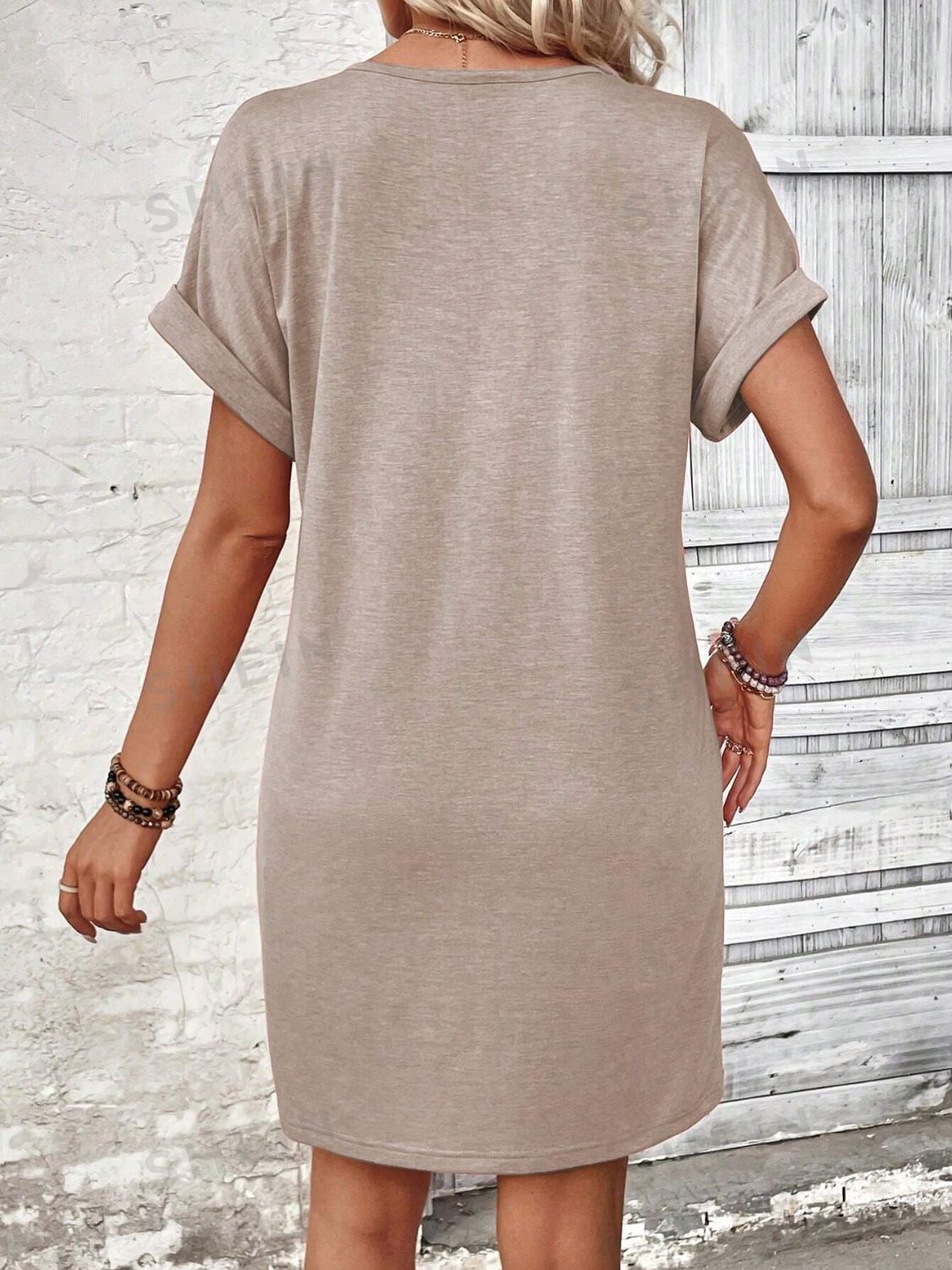 Quarter Button V-Neck Short Sleeve Dress - More Colors! - In Style Chics Boutique LLC
