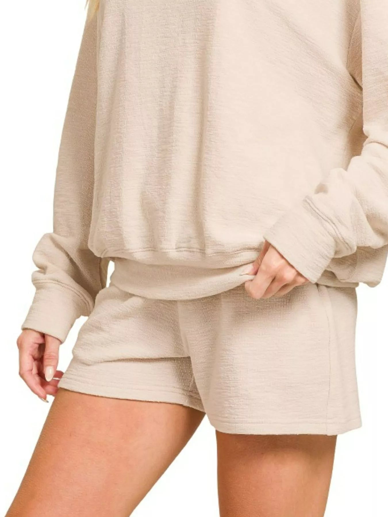 Slub Long Sleeve Top and Shorts Set at In Style Chics Boutique