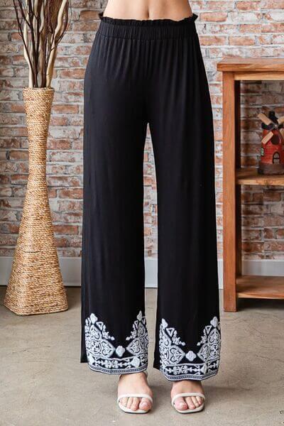 Solid Damask Casual Pants - In Style Chics Boutique