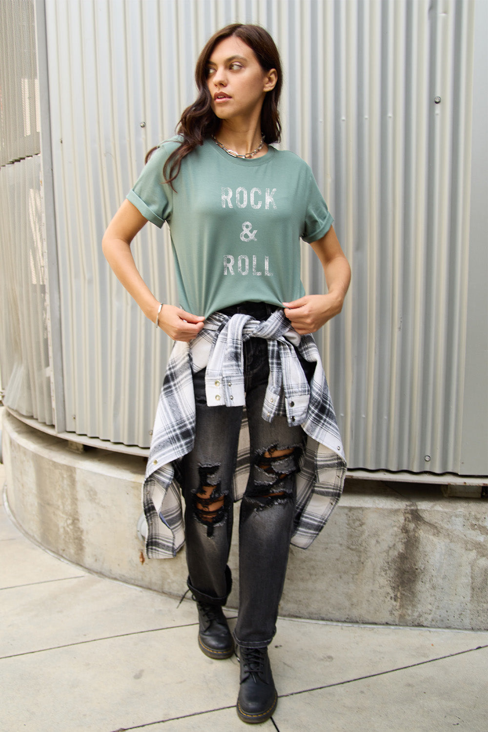 Simply Love Full Size ROCK & ROLL Short Sleeve T-Shirt - In Style Chics Boutique LLC