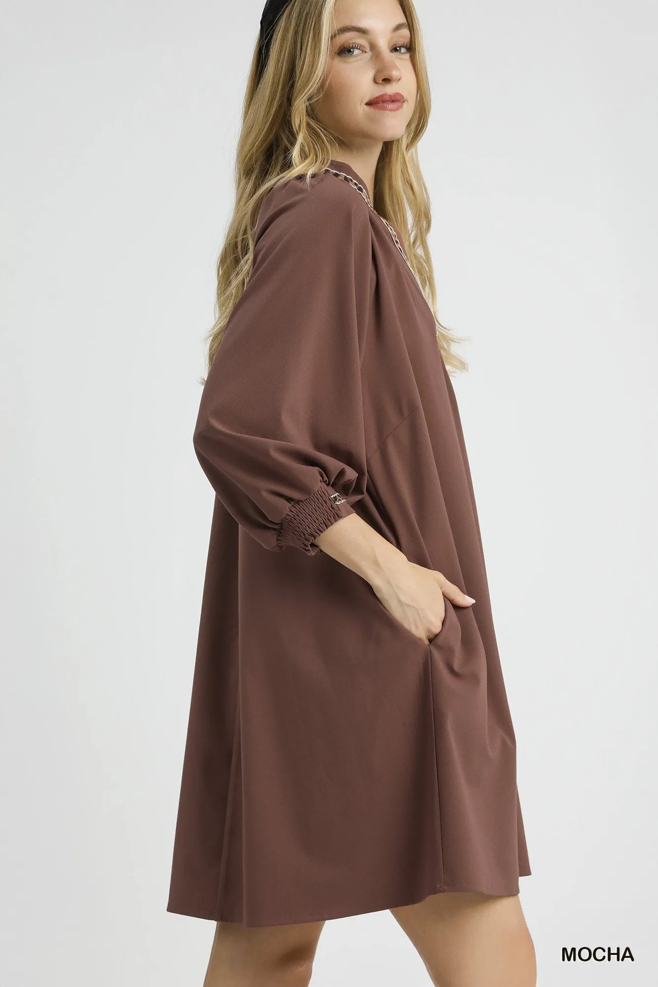 Notched Shift Dress with Trim Detail at In Style Chics Boutique