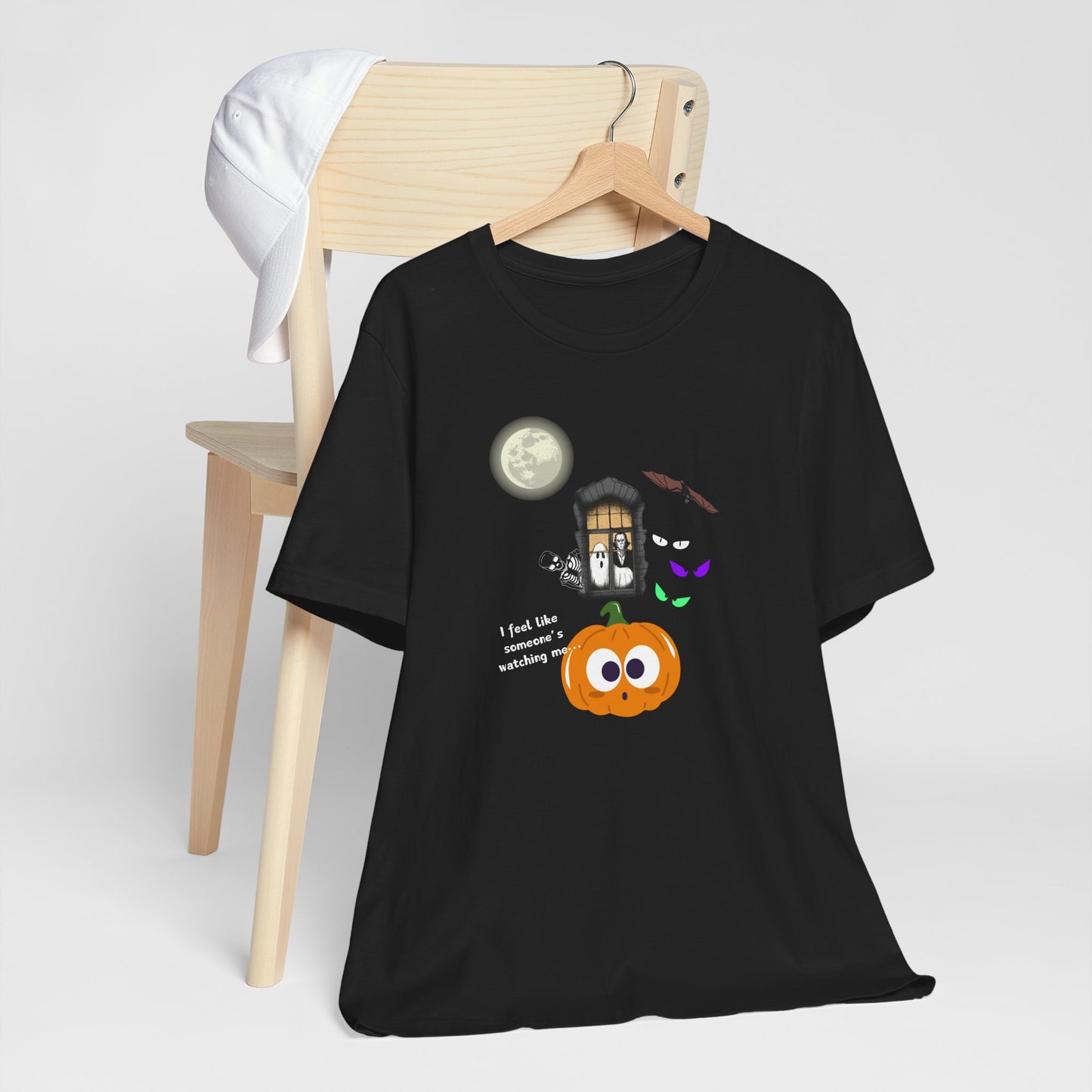 Funny Halloween Tee - "I Feel Like Someone's Watching Me..." With ghost, moon, pumpkin at In Style Chics Boutique by Obsession Expressions
