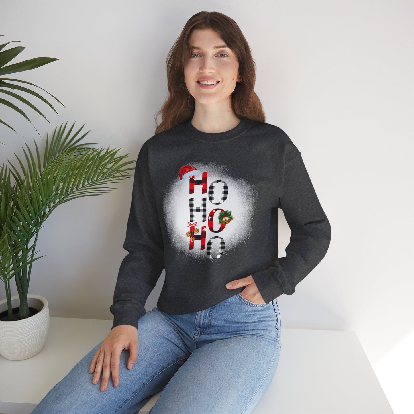 Shop Unisex Heavy Blend™ Crewneck "Ho Ho Ho" Printed Sweatshirt for Christmas at In Style Chics Boutique