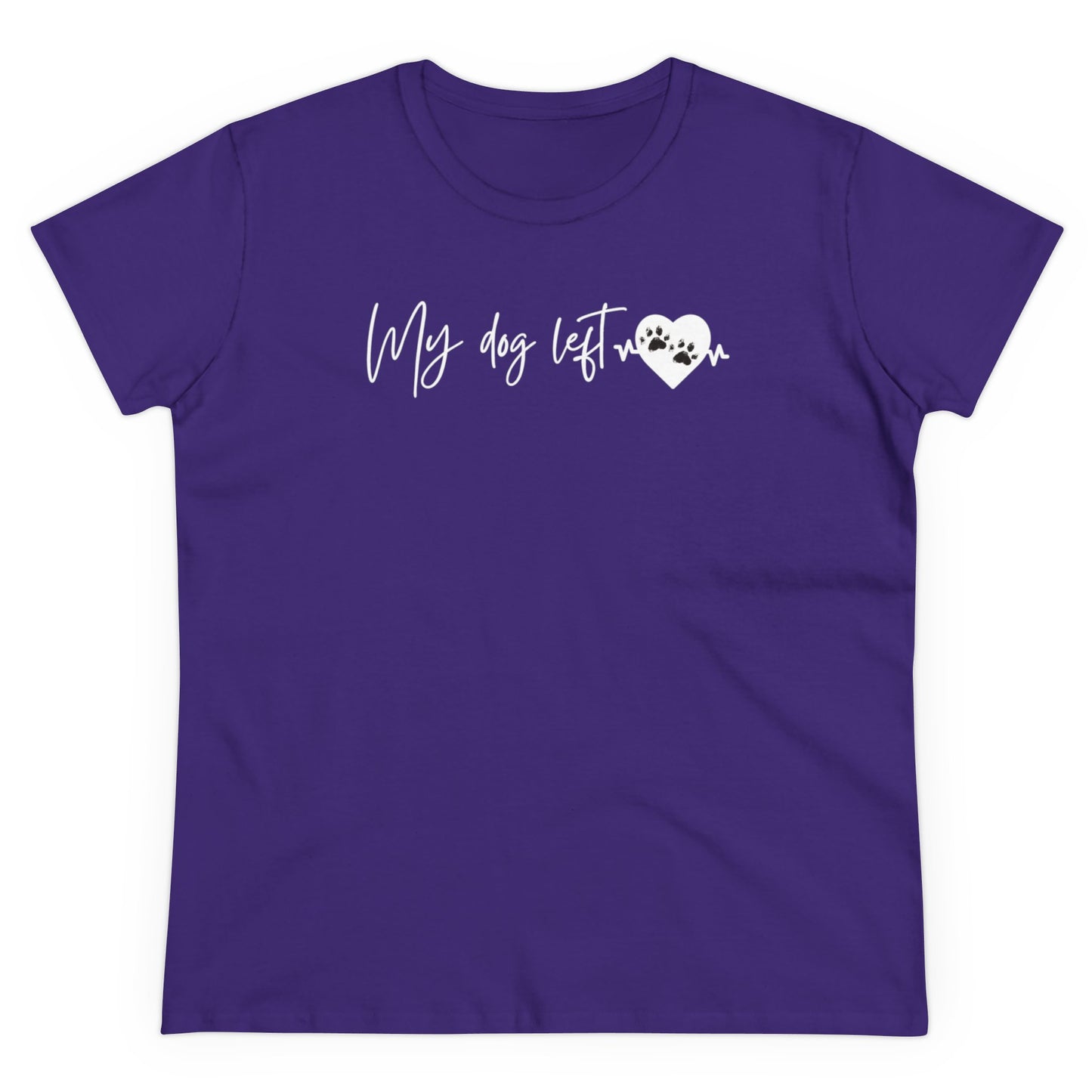 Women's Midweight Cotton Graphic Tee - "My dog left paw prints on my heart" - In Style Chics Boutique LLC