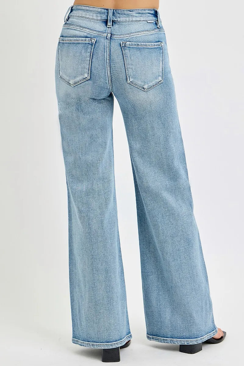 RISEN Mid Rise Wide Jeans with Front Patch Pocket - Plus Size Jeans, In Style Chics Boutique Women's Juniors Clothes Online