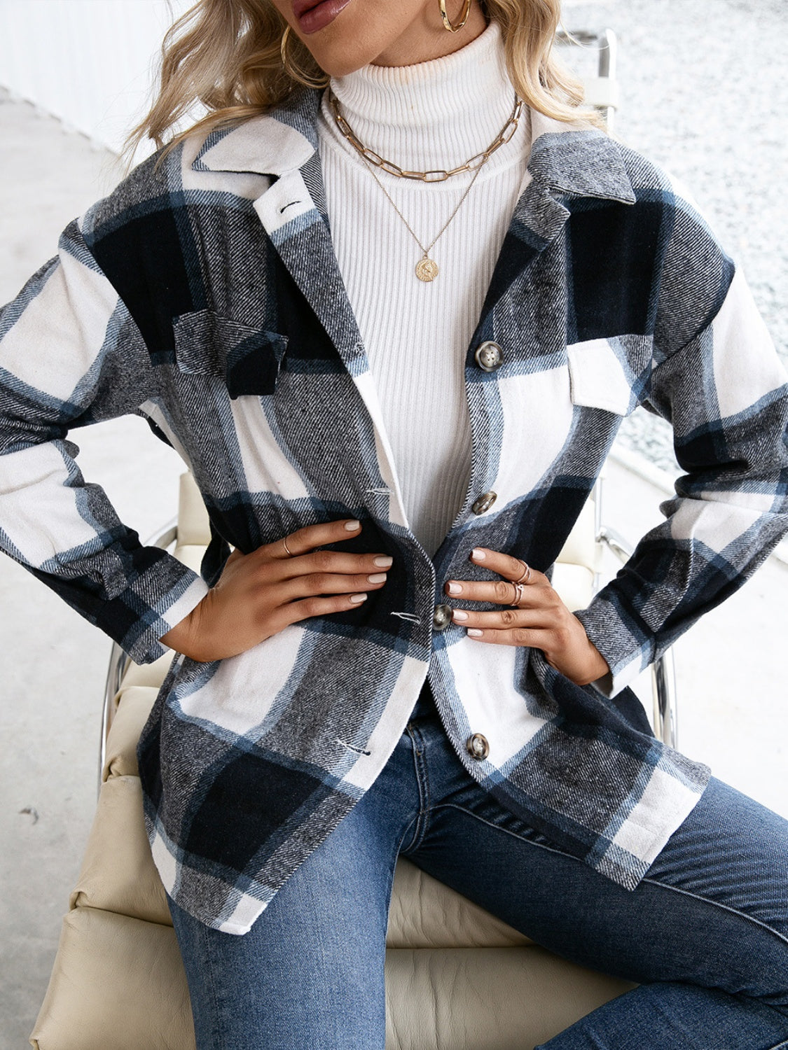 Plaid Button Up Long Sleeve Shacket - In Style Chics Boutique LLC