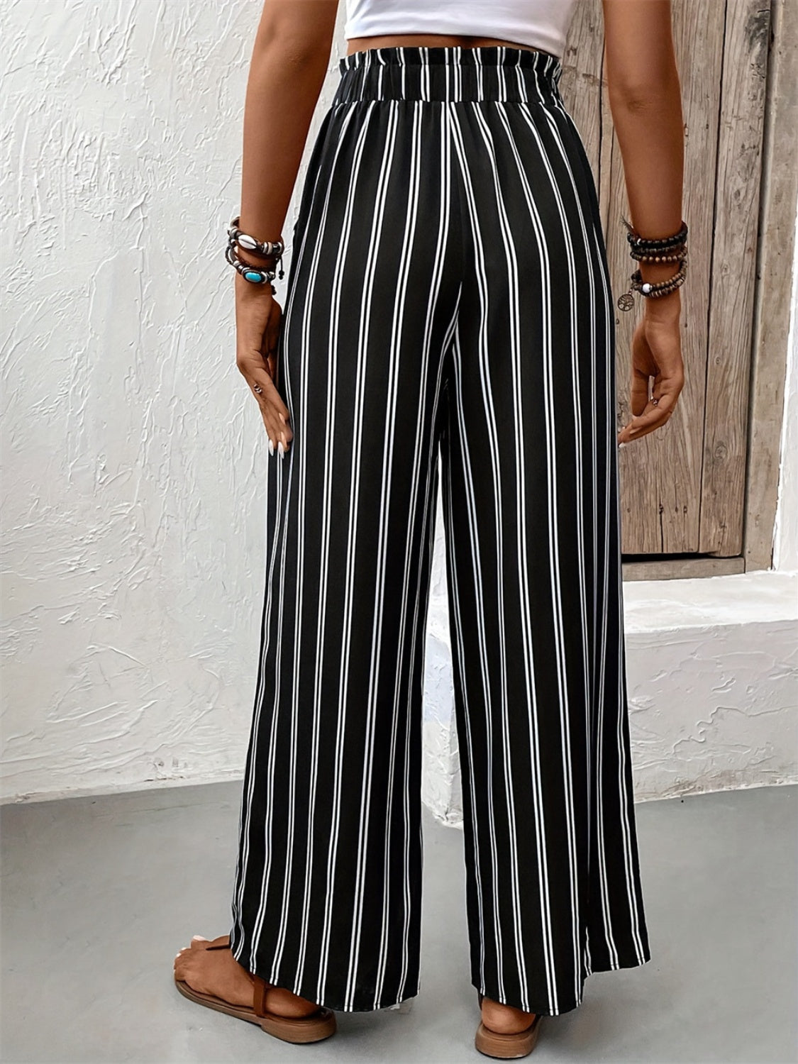 Striped High Waist Wide Leg Pants - In Style Chics Boutique LLC
