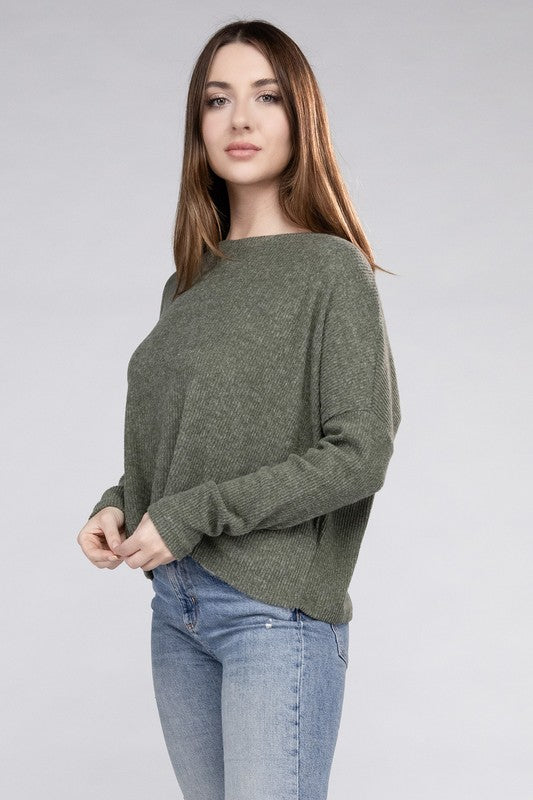 Ribbed Dolman Long Sleeve Sweater - In Style Chics Boutique LLC