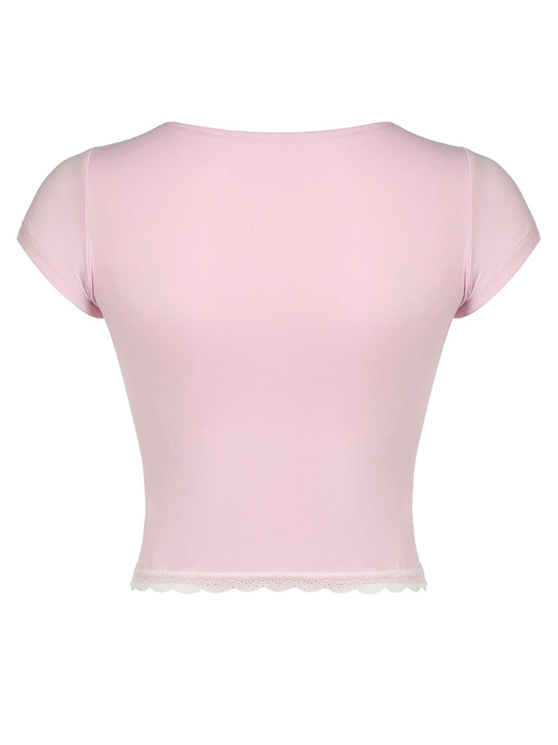 Lace Detail Sweetheart Neck Short Sleeve T-Shirt - In Style Chics Boutique LLC