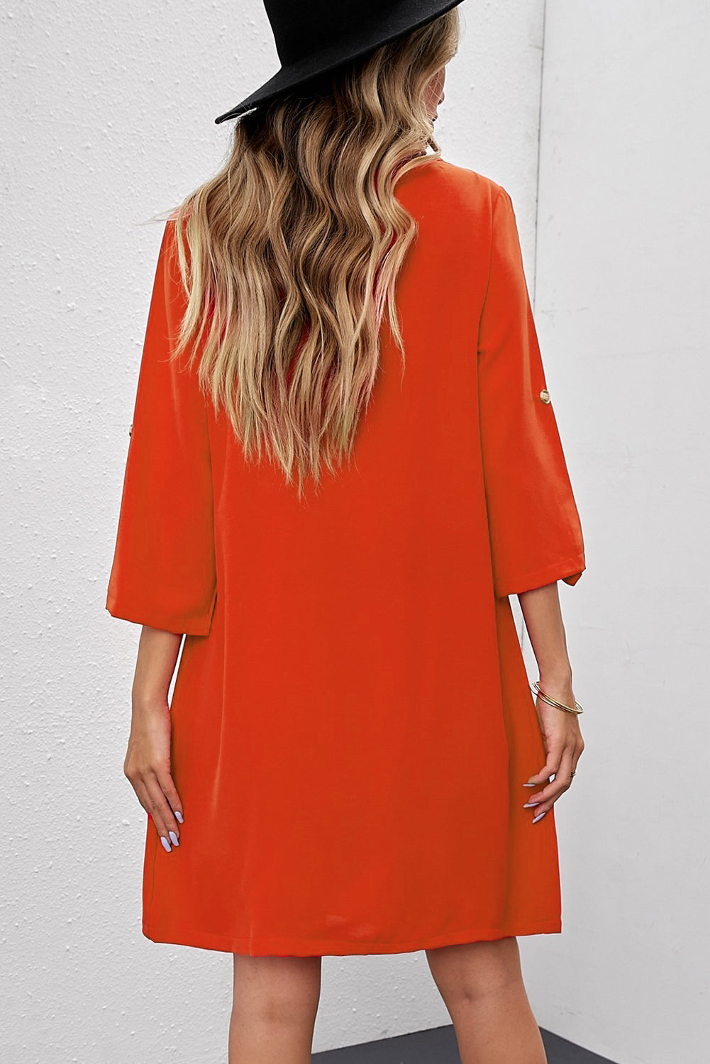 Buttoned V-Neck Dress - In Style Chics Boutique LLC