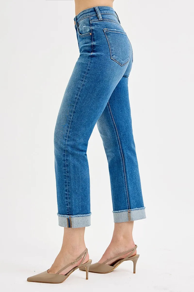 RISEN High Rise Boyfriend Fit Ankle Jeans - In Style Chics Boutique