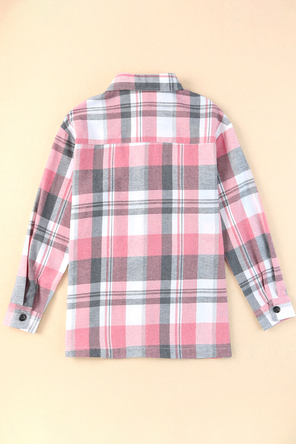 Pink Long Sleeve Collared Button Up Flannel Shacket - In Style Chics Boutique LLC