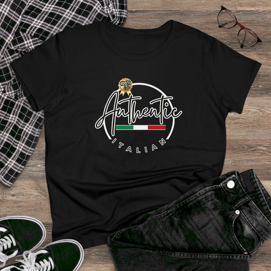 Women's Midweight Cotton Graphic Tee "100% ish Authentic Italian" - In Style Chics Boutique LLC