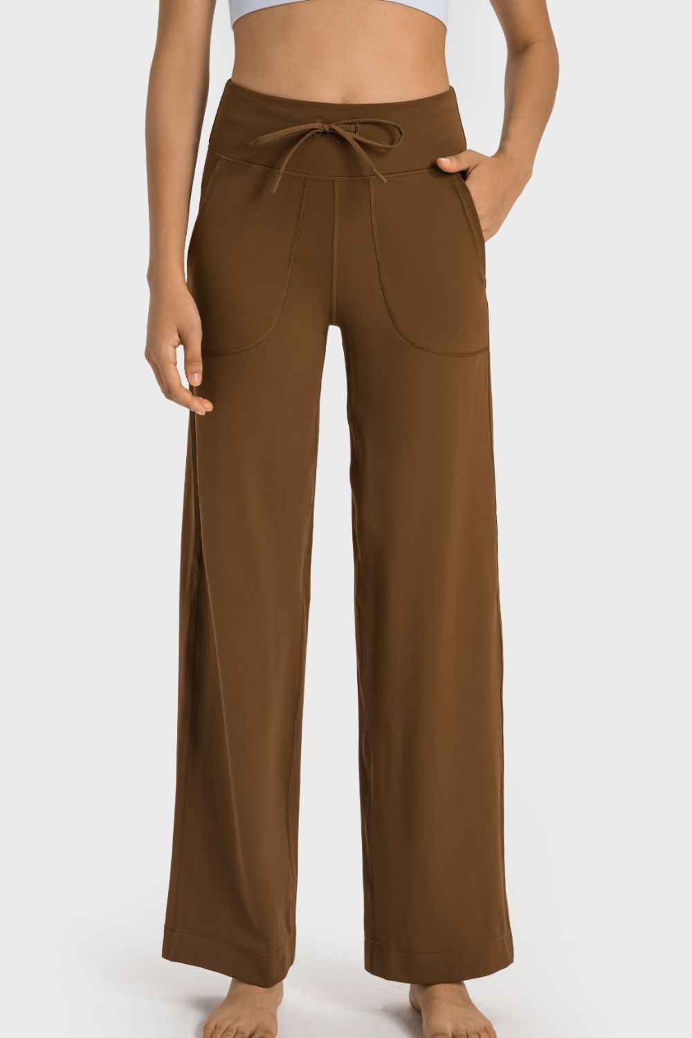 Drawstring Waist Wide Leg Sports Pants with Pockets - In Style Chics Boutique LLC