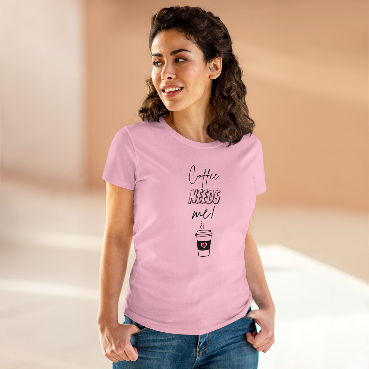 Women's Midweight Cotton Graphic Tee - Coffee NEEDS me! - In Style Chics Boutique LLC