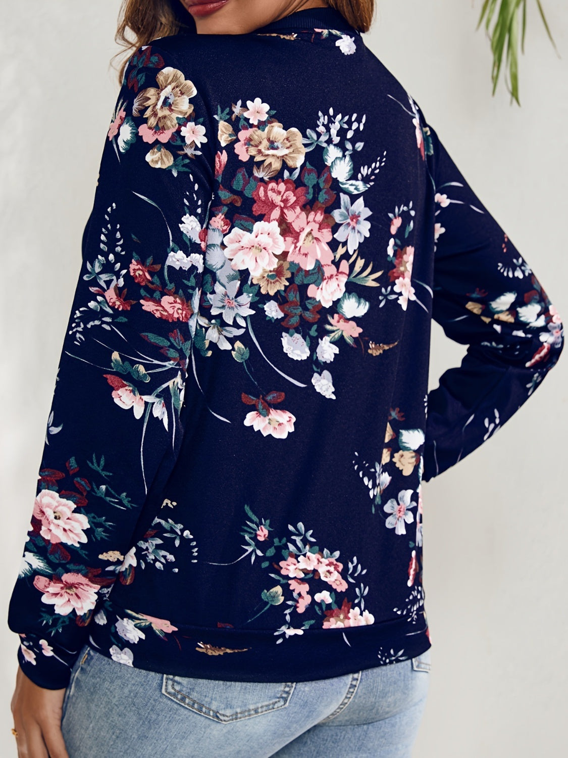 Printed Zip Up Long Sleeve Jacket - In Style Chics Boutique LLC
