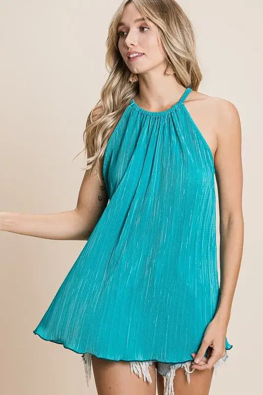 Pleating Knit Halter Neck Top - In Style Chics Boutique Women's Juniors Apparel Online - Cute Summer Clothes