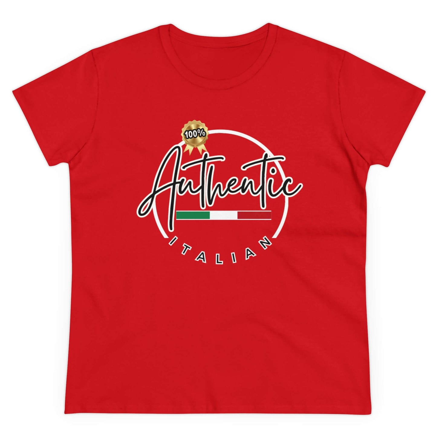 Women's Midweight Cotton Graphic T "100% Authentic Italian" in Black or Red - In Style Chics Boutique LLC