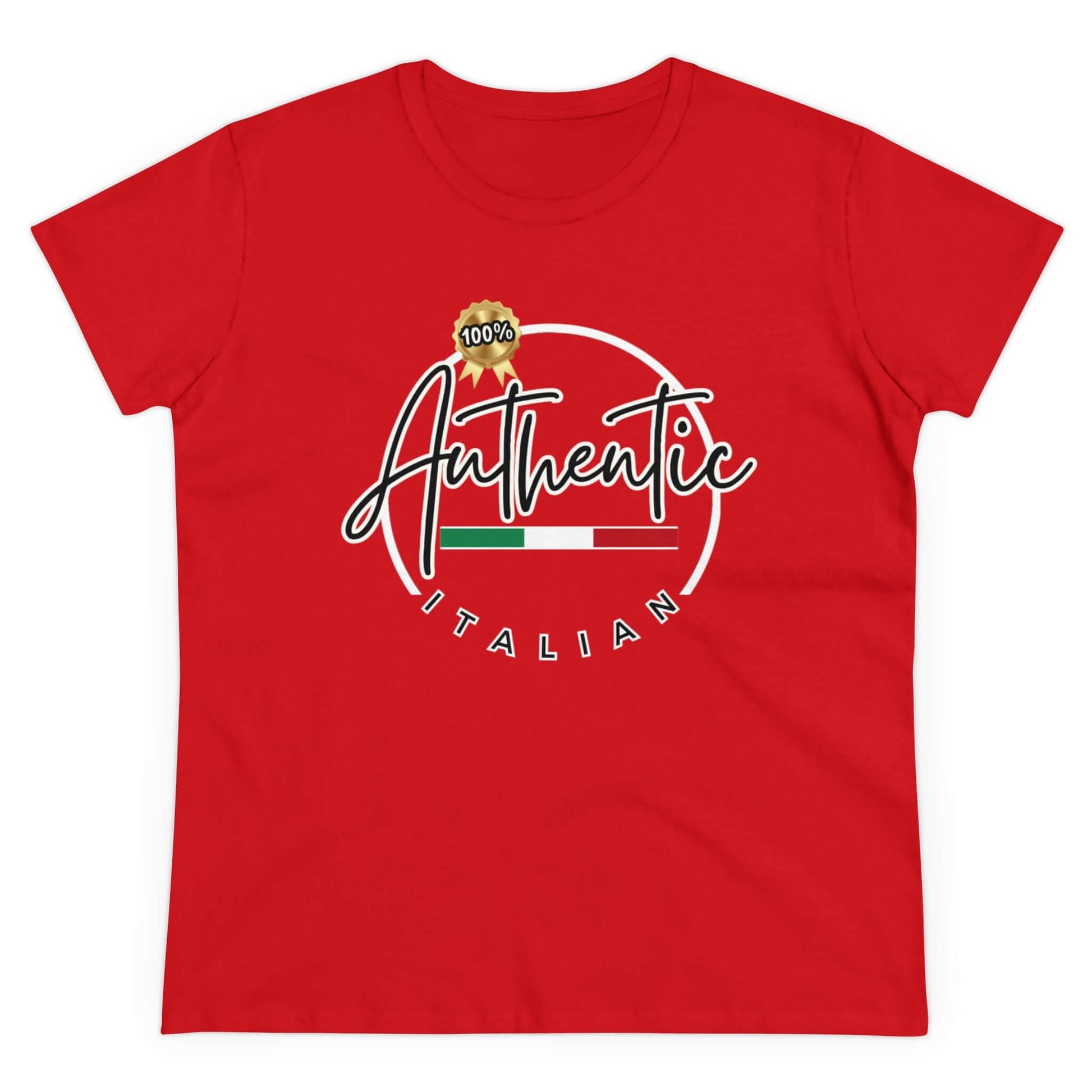 Women's Midweight Cotton Graphic T "100% Authentic Italian" in Black or Red - In Style Chics Boutique LLC