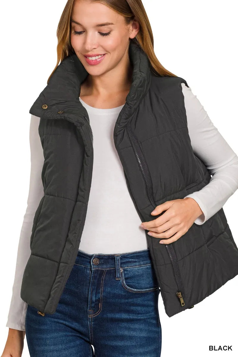 Shop High Neck Zip-Up Vest Coat at In Style Chics Boutique 🖤