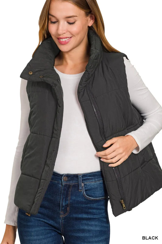 Shop High Neck Zip-Up Vest Coat at In Style Chics Boutique 🖤