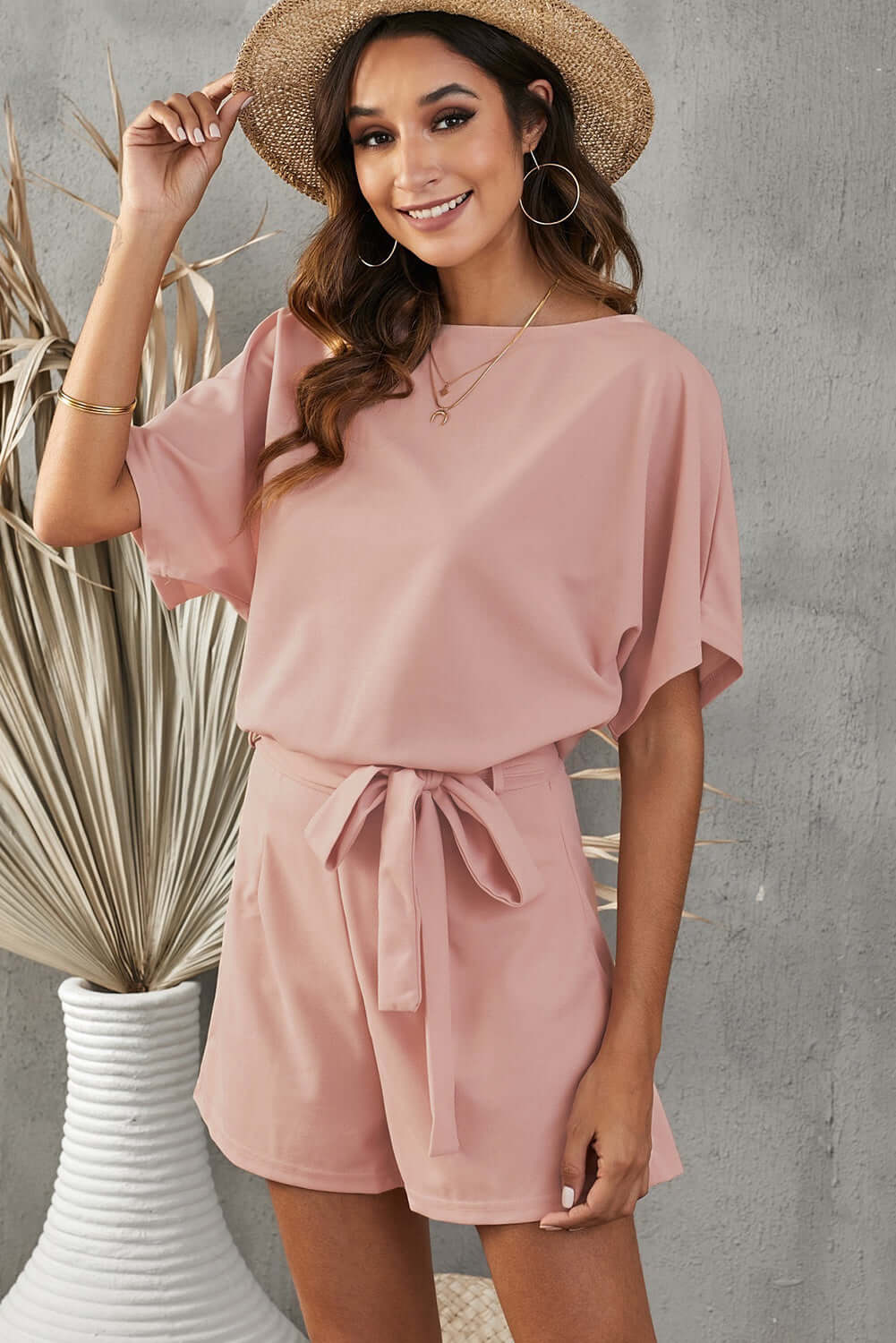 Tie Belt Short Sleeve Romper - In Style Chics Boutique LLC
