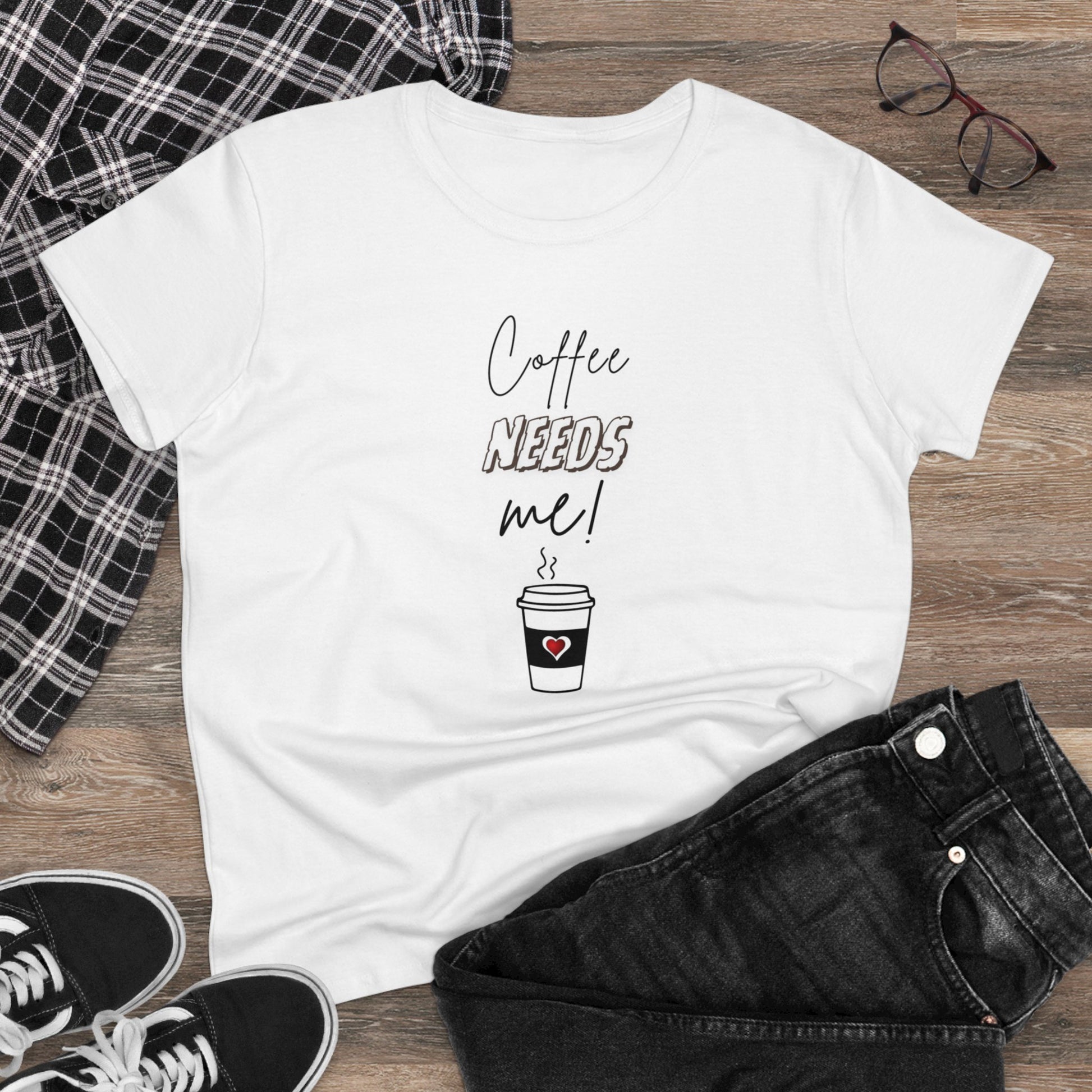 Women's Midweight Cotton Graphic Tee - Coffee NEEDS me! - In Style Chics Boutique LLC