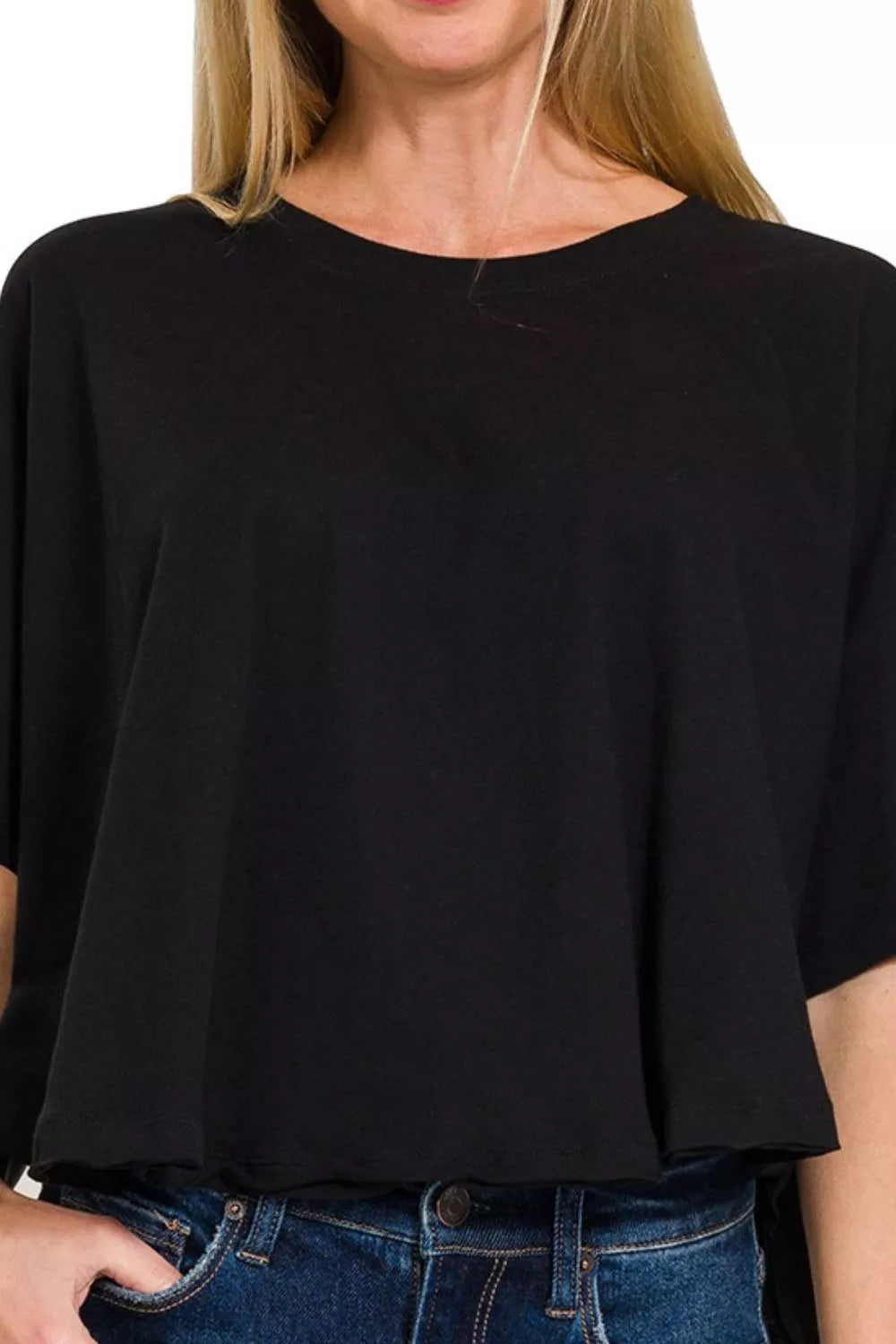 Cotton Round Neck Short Sleeve T-Shirt at In Style Chics Boutique