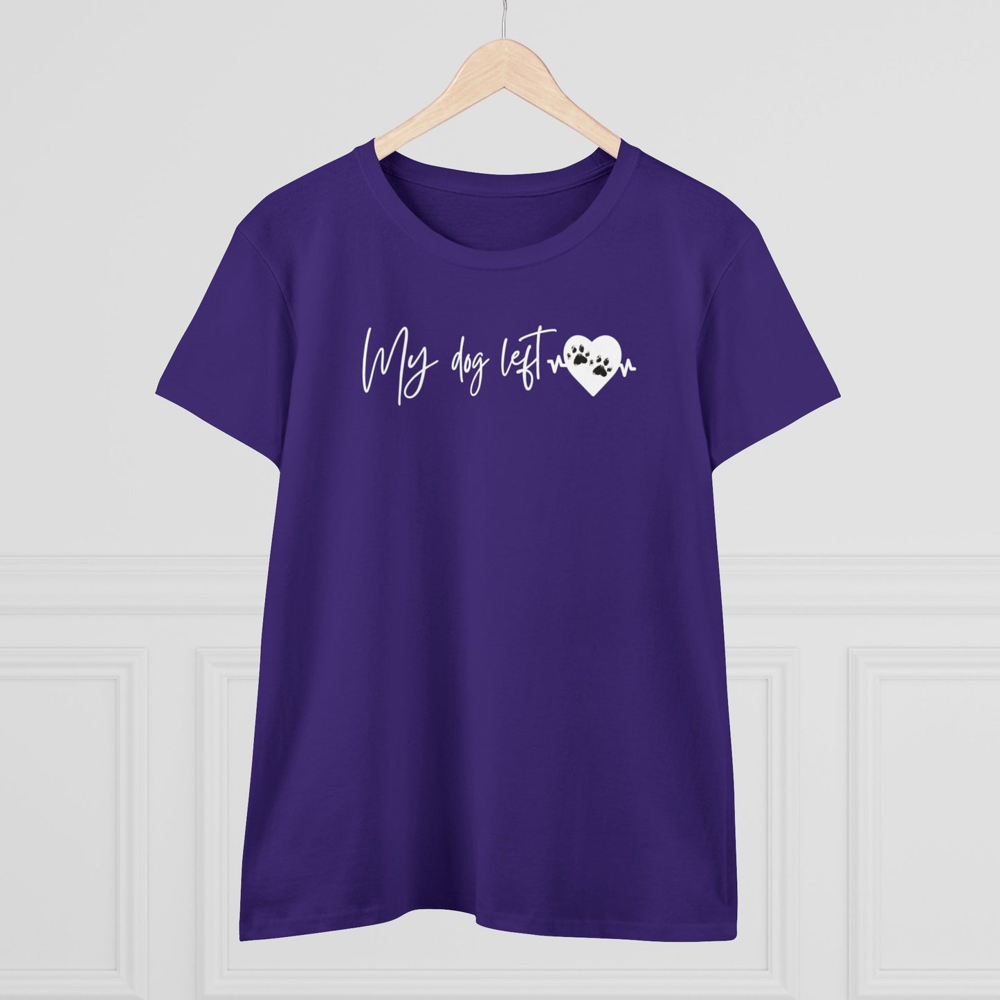 Women's Midweight Cotton Graphic Tee - "My dog left paw prints on my heart" - In Style Chics Boutique LLC