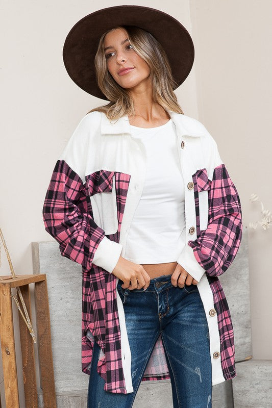 Oversized Mixed Media Knit Shacket Made in USA - In Style Chics Boutique LLC