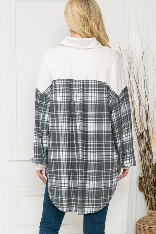 Oversized Mixed Media Knit Shacket Made in USA - In Style Chics Boutique LLC