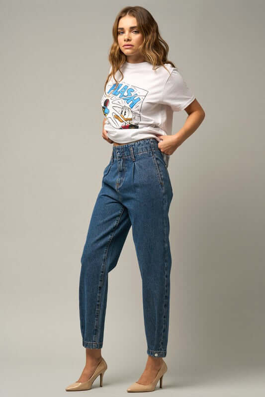 WOMEN'S HIGH RISE BALLOON JEANS - In Style Chics Boutique Women's Juniors Apparel Online