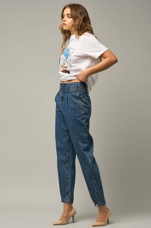 WOMEN'S HIGH RISE BALLOON JEANS - In Style Chics Boutique Women's Juniors Apparel Online